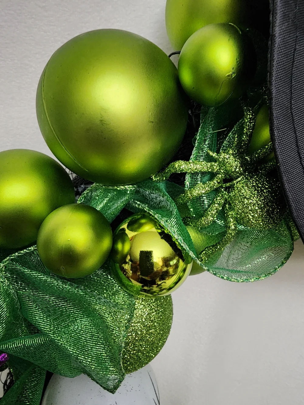 Halloween XLARGE Witch Wreath with Black Hat and Lime Green Ornaments